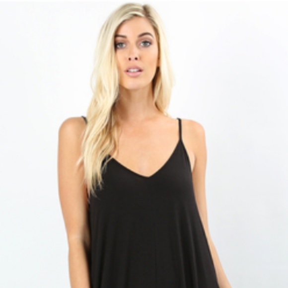 Black Pocket V-Neck Tank Maxi Dress - Picture 2 of 7